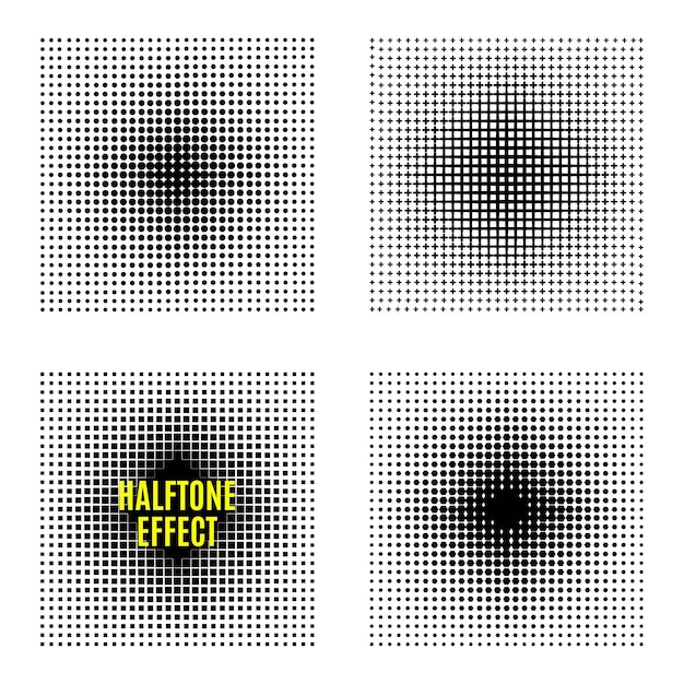 Set Halftone isolation vector element design Abstract Backgrounds