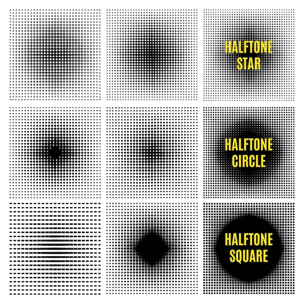 Set Halftone isolation vector element design Abstract Backgrounds