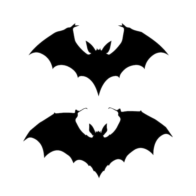 Set of halloween bat icon silhouette