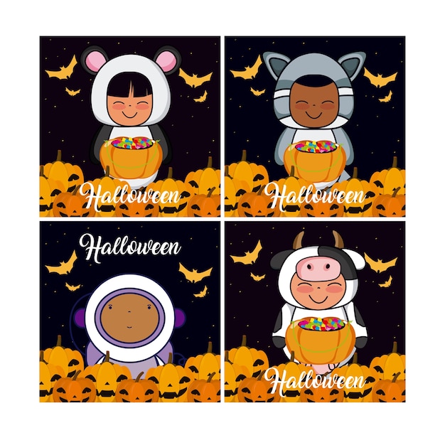 Set of halloween cards