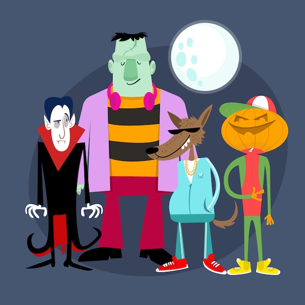 Set of Halloween characters