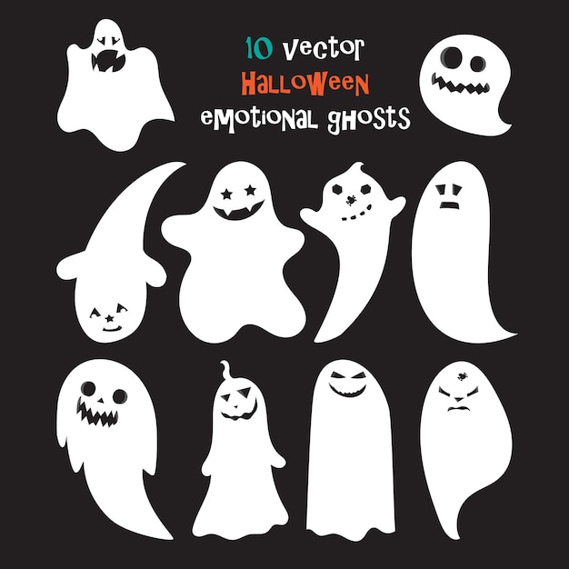 Set of halloween emotional ghosts