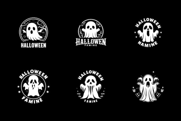 set of Halloween famine vector art logo silhouette design