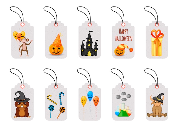 Set of Halloween price tags or labels