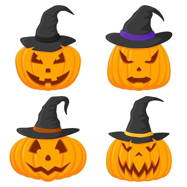 Set of Halloween Pumpkin isolated on white background