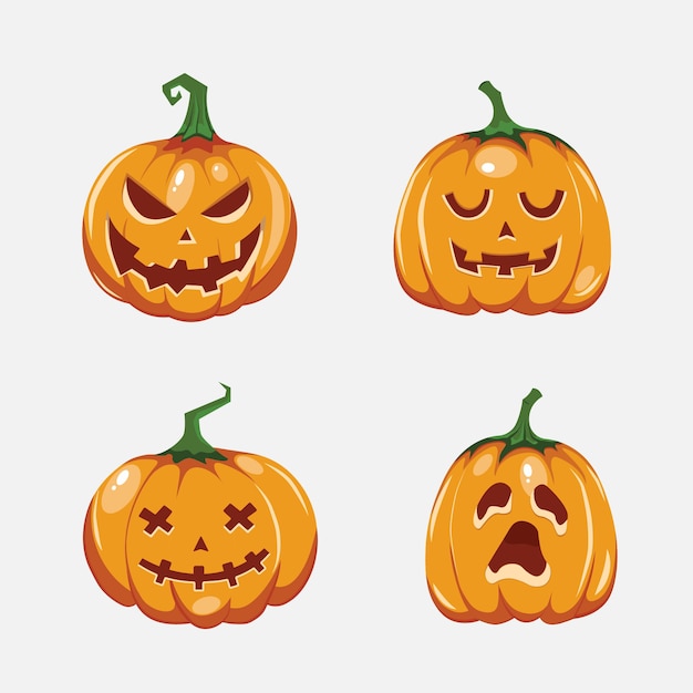 Set of halloween pumpkins,scary faces. on a white background. illustration EPS10.