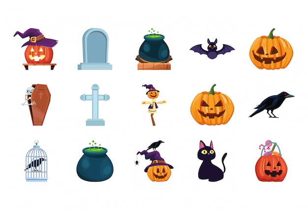 Set of halloween set icons