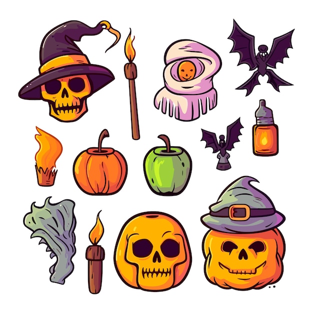 Set of Halloween vector illustration