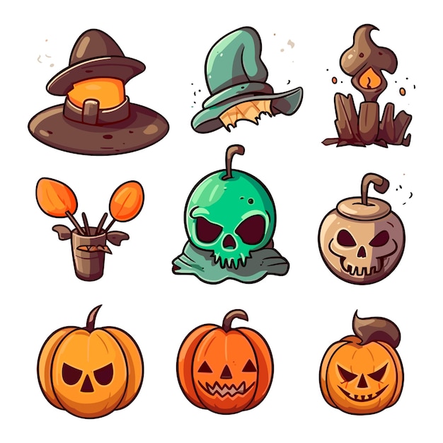 Set of Halloween vector illustration