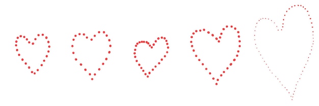 Set of hand draw hearts from dots. Vector illustration