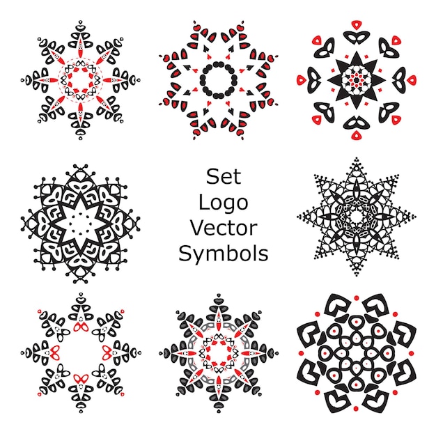 Set Hand drawing zentangle mandala logo symbols