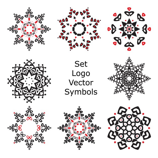 Vector set hand drawing zentangle mandala logo symbols