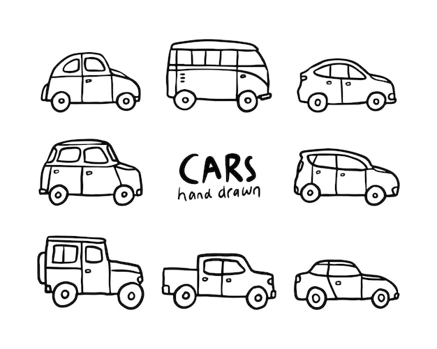 Set of hand drawn car illustration