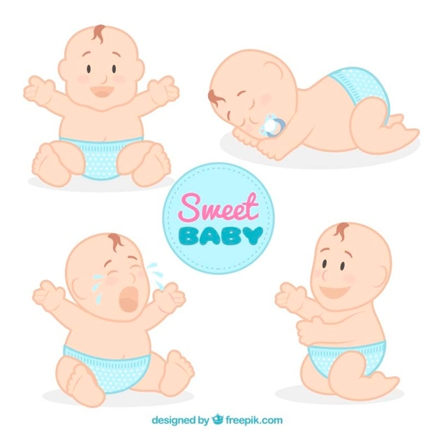 Vector set of hand drawn cute babies