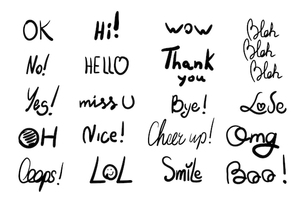 Set of hand drawn dialog words vector illustration