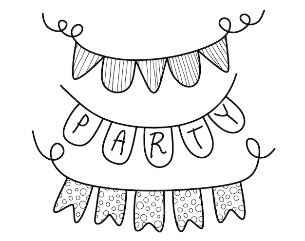 Set of Hand Drawn Doodle Bunting.