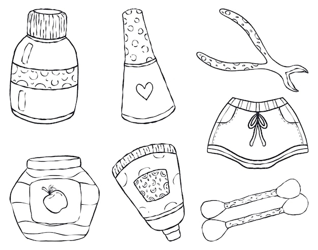 Set of hand drawn doodles for coloring book