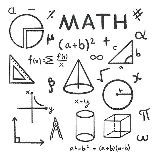 Set Hand drawn mathematics formulas other