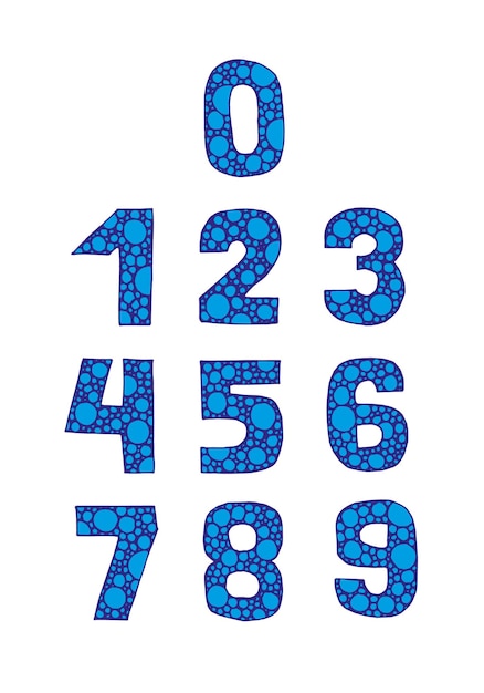 Set of hand drawn numbers and mathematical signs