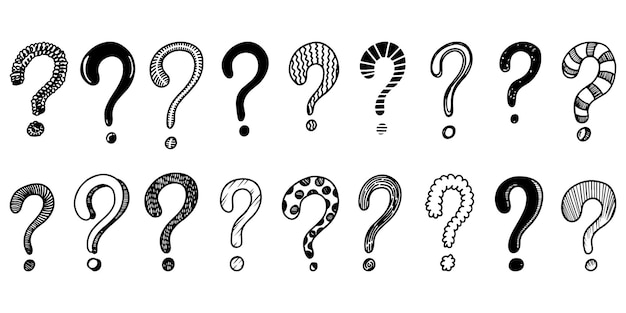 Set of hand drawn question marks. vector illustration.