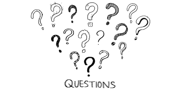 Set of hand drawn question marks. vector illustration.