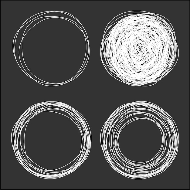 Set of Hand drawn Scribble Circles vector design elements