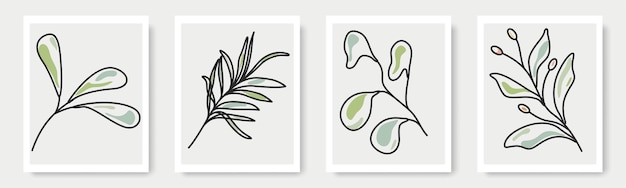 Set of hand drawn shapes and floral design elements Exotic jungle leaves Abstract contemporary modern trendy illustrations element icon