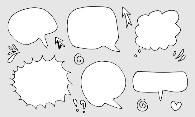 Set of hand drawn sketch Speech bubblesVector illustration