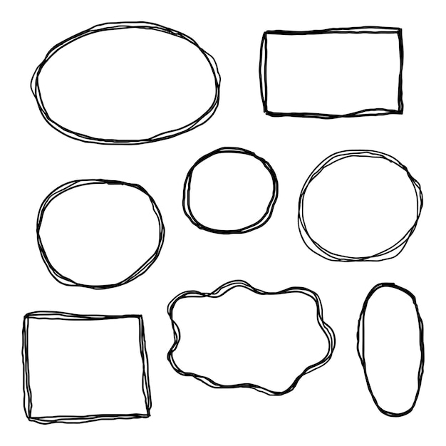 Set of hand drawn sketched frames