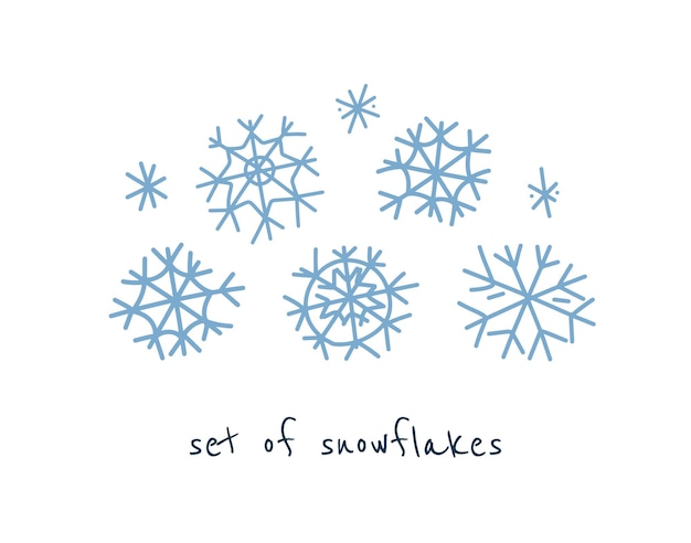 Set of hand-drawn snowflakes