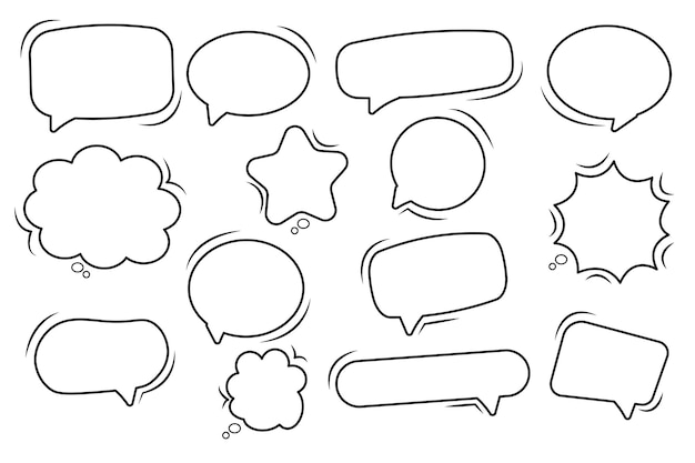 set hand drawn speech bubble or chat bubble