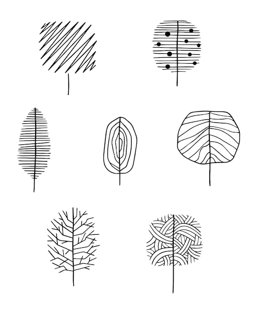 Set of Hand Drawn Trees