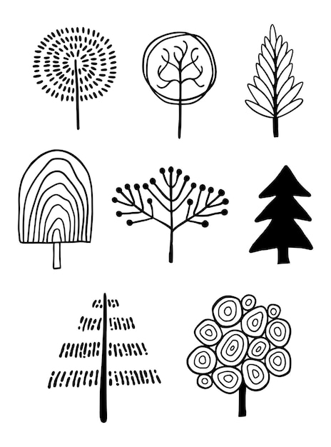 Set of Hand Drawn Trees