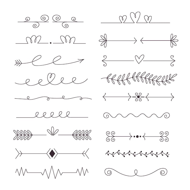 Set hand drawn types of frame and dividers