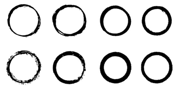 Set of hand drawn vector doodle circle line sketch isolated on white background