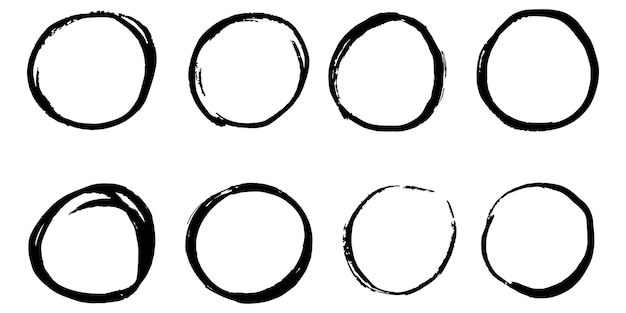 Set of hand drawn vector doodle circle line sketch isolated on white background.