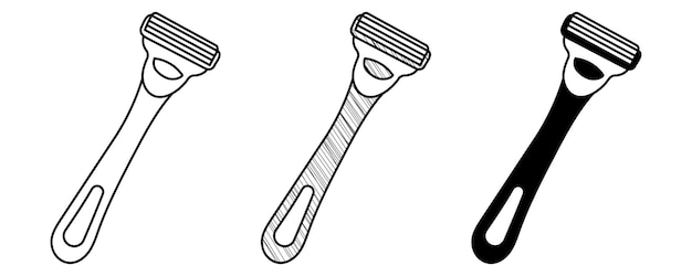 Set of hand drawn vector Razor in a doodle cartoon style