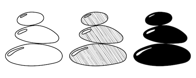 Set of hand drawn vector Stones in a doodle cartoon style