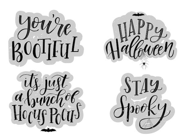 a set of hand lettering quotes for Halloween