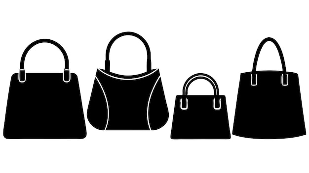 Vector set of handbag silhouettes fashionable and functional bag designs