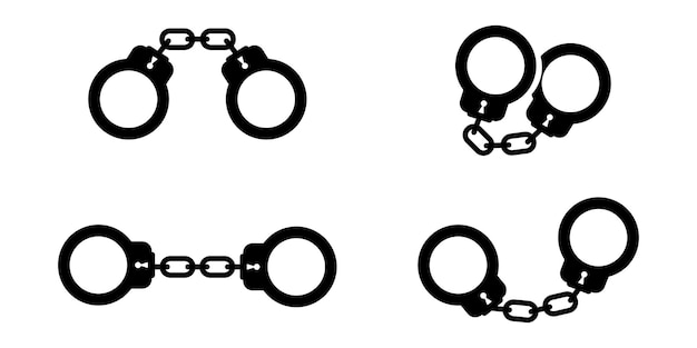 Set of handcuffs vector icons. Symbol jail or crime.