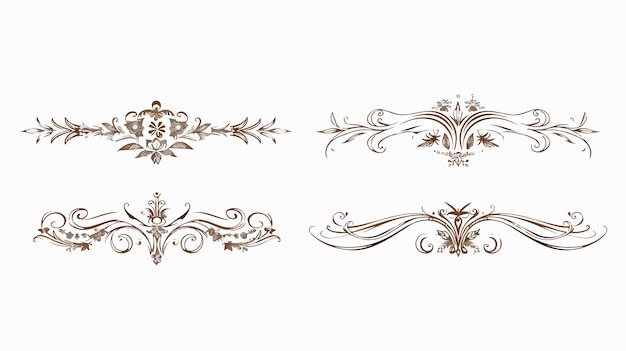 Vector set of handdrawn calligraphic text dividers and vignettes