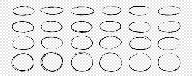 A set of handdrawn circles circle scribbles for passing a note circular logo design elements