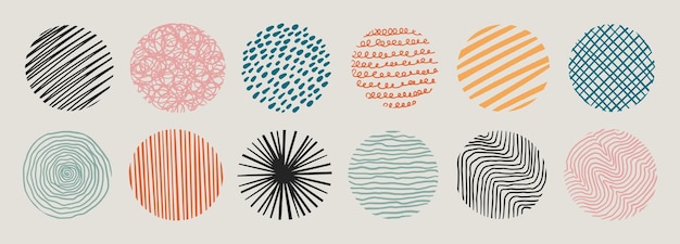 Vector set of handdrawn round abstract shapes trendy simple vector illustration