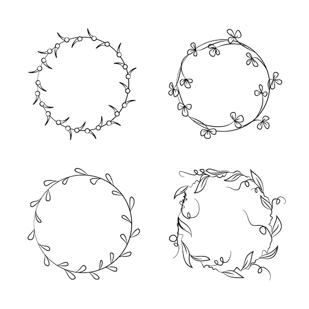 Set of handdrawn wreaths