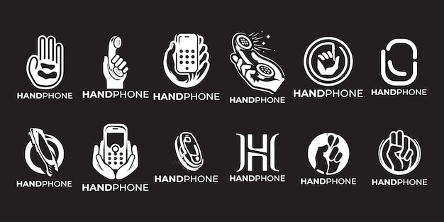 set of handphones vector logo design icon minimal logo black and white color