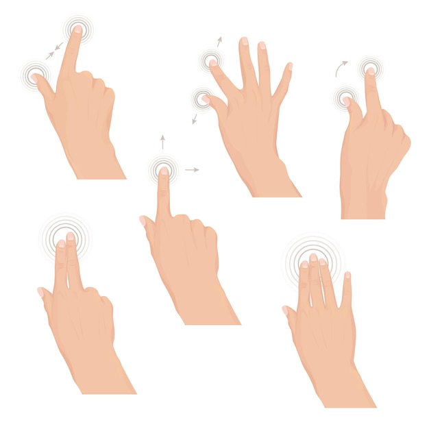 Set of hands with multitouch gestures for tablet or smartphone