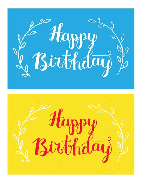 Set of Happy Birthday Hand Drawn Calligraphy Pen Brush Vector Design