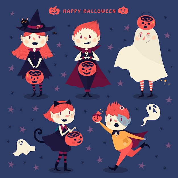 set of Happy Halloween characters