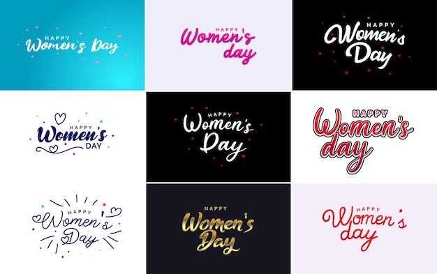 Set of Happy International Woman's Day signs emblems and vector design elements including signs labels and badges collection suitable for use in a variety of designs